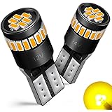 AUXITO T10 LED アンバー 2個入り サイドウインカー LEDランプ キャンセラー内蔵 3014LED24個 イエロー ルームランプ 30000時間寿命 ポジション/カーテシー/トランクランプ 12V 1年品質保証