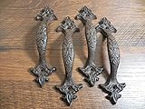 ロット/セットの4 Amazing Fancy Cast Iron Victorian Styled 7 "ゲートまたはドアプルハンドル