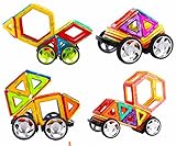 owikar 64pcs磁気ブロックセット複数の図形と色正方形三角形Deluxe Magneticクリエイティブブロックと教育玩具ギフトforキッズ