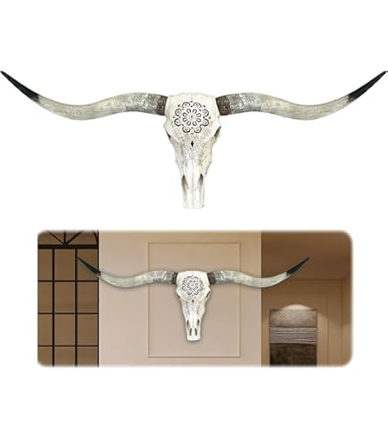 Amazon.co.jp: Skull Bliss Longhorn Skull 壁装飾/本物の雄牛スカル