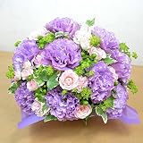[エルフルール]生花 紫を基調とした ボリュームアレンジメント 誕生日 結婚祝い お祝い フラワーギフト プレゼント 贈り物 古希 (淡い紫)