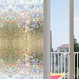 3dウィンドウフィルムプライバシーフィルム、装飾ガラスドアウィンドウ装飾、接着剤なし、熱制御、アンチUV、ステンドグラスStatic Cling Forホーム、オフィス、17.7by78.7インチ J