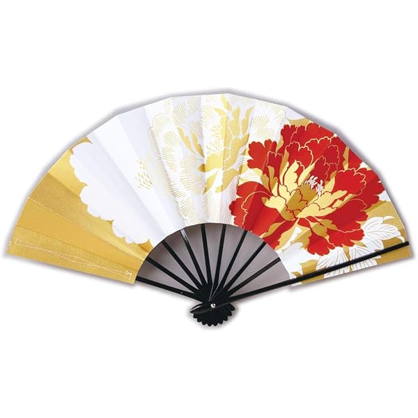 扇子　34cm 中啓　鬼扇　赤地一輪牡丹図　仕舞扇　能楽　舞踊　衣装　着物 扇子 34cm 中啓 鬼扇 赤地一輪牡丹図 仕舞扇 能楽 舞踊 衣装 着物