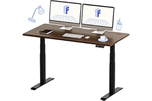 FLEXISPOT スタンディングデスク メーカー5年保証 電動式昇降デスク 高さ調節 パソコンデスク E7セット (フレーム(黒)+天板(ウォールナット), 140×70cm)