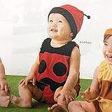 なりきりてんとう虫/ベビー服/帽子付き 【70】着ぐるみオール&帽子 2点セット/インスタ映え/パイル地/赤ちゃん 変身ウェア/なりきりセット/ノンスリーブ/70cm/テントウムシ