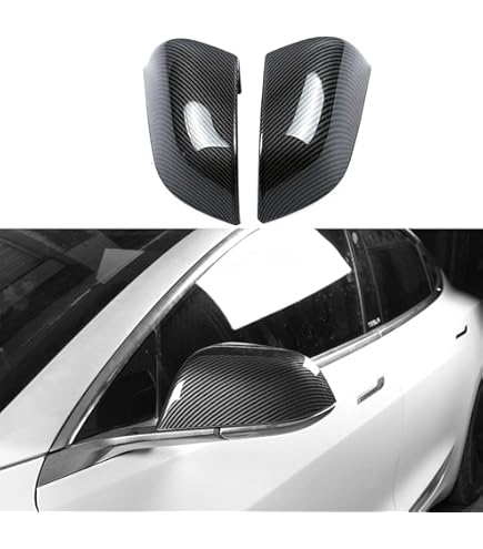 Exterior Mirror Caps Voor Tesla Model 3 Y 2017-2025 Glanzende Matte Zwarte Koolstofvezelpatroonspiegelbehuizing Afdekkap(Y Junipe Carbon