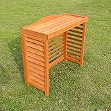 DEWEL ボーダーエアコン室外機カバー 室外機カバー  木製 ジャンボ(大型対応) フロントルーバー モダンエアコン室外機カバー 日よけカバー ガーデニング エクステリア ガーデン 大型 目隠し 横