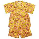 《盛夏 甚平》(ジンベイ) 日本製ベビー女児 リップル生地ヒマワリ総柄甚平スーツ 80cm/イエロー NO.H-8111