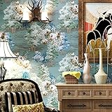 3D壁紙アメリカの国ヴィンテージの庭の花不織壁紙壁紙 ( Color : Blue )