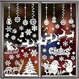 Joyoldelf クリスマス ステッカー 8枚組 静電ステッカー ウォールステッカー 窓ステッカー シール 30*20cm 汚れない 剥がせる 雪の結晶 サンタクロース 雪だるま トナカイ MERRY CHRISTMAS プレゼント クリスマスツリー 冬 クリスマス 飾り 部屋 インテリア ホワイトスノーフレーク