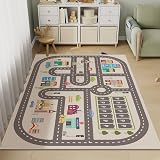 Orbezilプレイマット 道路マット キッズカーペット 遊びマット 薄手 カーペット 180*200 約2.2畳 滑り止めシート付き 交通 車柄 防汚 床暖房対応 保育園 幼稚園 子供部屋 B