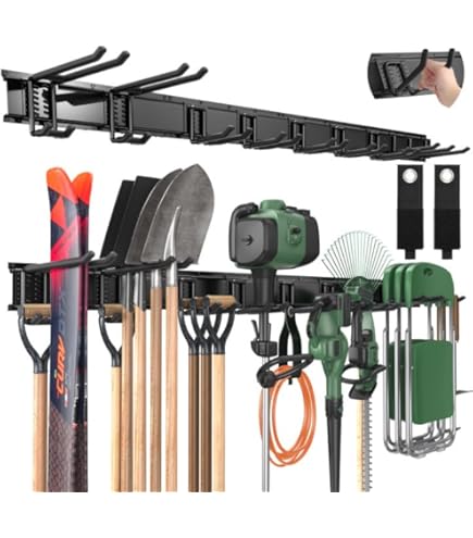 WFX Utility™ Power Tool Organizer Wall Mount, Lawn Tool Storage Rack For Leaf Blower Weed Eater Battery Charger Yard Tool Storage Organizer With Storage Hook For Hanging Basement Garage Trimmertool W117755917 - View #7