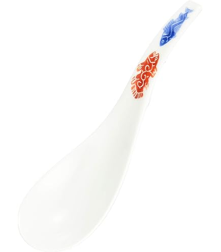 Amazon｜有田焼 しん窯 「 究極の レンゲ 」 ラーメン用 菊花文(青