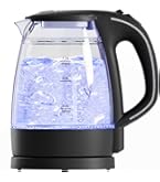 Amazon | 電気ケトル ガラス ケトル 湯沸かしケトル LEDライト付