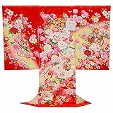 お宮参り 着物 女の子 初着 産着 正絹 鈴 鼓 赤 女児 祝着 一つ身 着物タウン 3370-00804