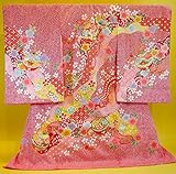 【正絹】 お宮参り着物　（初着・産着）　女児　M5-10　鈴に華（染絞り） 赤地　新品仕立上り　★もれなく８大特典付！