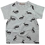 《H28年夏物》 nico hrat(ニコフラート) 製品洗い加工済み 天竺半袖くじら総柄Tシャツ 100cm/MG NO.B-260140