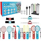 20 in 1 Family Bundle Accessories Kit for Nintendo Switch Sports Games: Golf Clubs, Wrist Dance Bands & Leg Strap, Tennis Rac