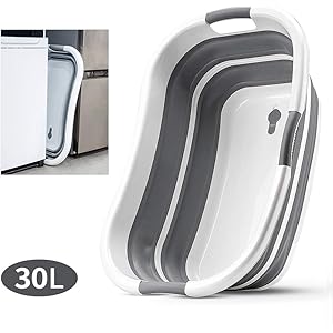 【2020最新版】折りたたみたらい 大型 犬バスグッズ 猫犬お風呂用 大容量 犬 バスタブ 洗濯バケツ 水抜栓付 取っ手三つ付き ソフトタブ 洗濯 ベビーバス ペット用バスタブ 排水プラグが付く コンパクト収納 衣類・靴つけ洗い ソフトバケツ タブワイド キッチン アウトドア 持ち運び 内外適用 安全素材 多機能