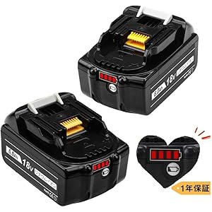 Reoben マキタ 18v バッテリー bl1860b マキタ バッテリー18v bl1860 マキタ互換バッテリー bl1860b インパクト電池対応 4段残容量表示+自己故障診断搭載 6000mAh 2個セット BL1860 BL1815 BL1820 BL1830 BL1840 BL1850 BL1870 BL1890対応 PSEとCEマーク取得済 電動工具用バッテリー 一年間保証【Reoben】製品