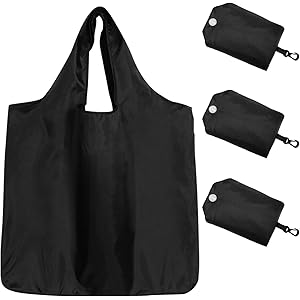 GOKEI エコバッグ コンビニバッグ 【3個入り】 折りたたみ 大容量 買い物バッグ 防水素材 収納 水や汚れにも強い 軽量 コンパクト ブラック