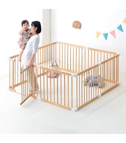 Amazon.co.jp: RiZKiZ 木製ベビーサークル 167cm×167cm×55cm 8枚セット