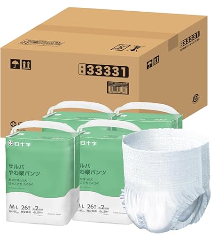 Amazon | サルバ 白十字 うす型 やわ楽パンツ M-Lサイズ 34枚入×3個