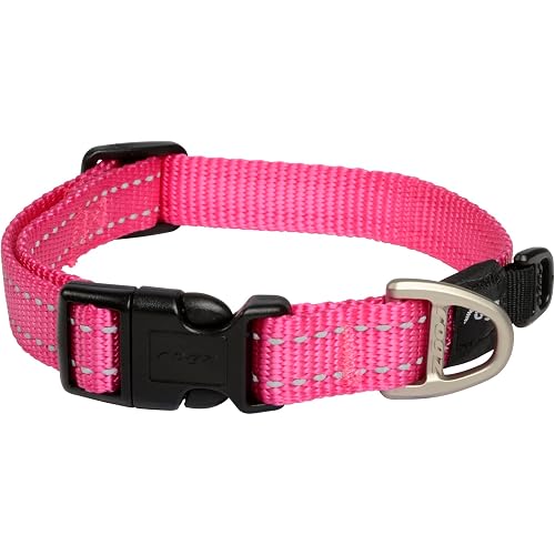 Rogz Classic Reflective Dog Collar Pink Medium