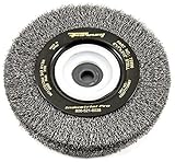 Forney 72896 Wire Bench Wheel Brush, Industrial Pro Crimped with 1/2-Inch Through 2-Inch Multi Arbor