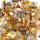 たっぷり 100g 色々なアクリルビーズミックス ゴールド ブラウン系 約 6mm-39mm クラフト 手芸用品 ジュエリー アクセサリーパーツ h3284s379
