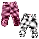 ベビー服 女の子 6分丈 パンツ ボトム Mialy Mail 綿100% ギンガムチェック 裾シャーリング ウエストゴム 女児 ベビー (1.ピンク/95cm)