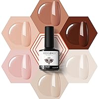 Modelones Gel Nail Polish Set - 6 Colors Nude Gel Polish Pink Neutral Brown Gel Polish Kit, Soak Off LED Gel Nail Kit Manicur