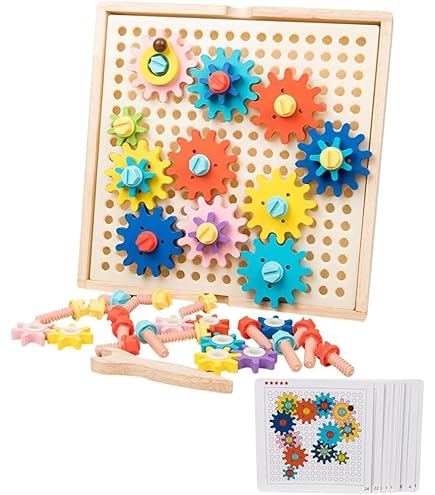 Amazon | Amagogo 子供の組み立て玩具、木のおもちゃ、連動歯車