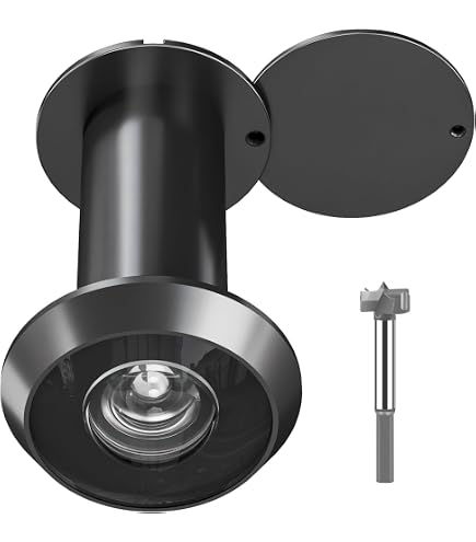 Sumnacon Solid Brass Door Viewer 220° Wide Angle Peephole With Privacy Cover, Heavy Duty For 1-3/8 To 2-1/6 Inch Doors (Black)