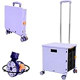 ur BY06 ショッピングカート 折り畳み式 台車 キャリーカート アウトドア カート 買い物 運ぶカート 釣り 運動会 防災用品 旅行 軽量 運搬 静音 耐荷重40KG ― パープル