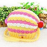 防寒 かわいい ベビー キッズ 赤ちゃん ニット帽子 花飾り 2017 新製品 (yellow)