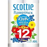 スコッティ フラワーパック 2倍巻き(6ロールで12ロール分) トイレット 100mシングル
