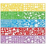 Copeflap ステンシルシート 20枚組 手帳 テンプレート 定規 絵柄 描画 数字 英字 (A)