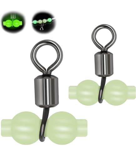 QHDJIANHUI 3 Way Swivels Fishing Heavy Duty Cross Line Three Way Swivels Fishing Tackle Saltwater Lumious Triple T Shape Barrel Rolling Swivels Pear Beads (1/0 * 1#-95Lbs-20pcs