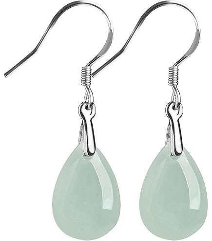 Amazon.co.jp: S925シルバーモザイク天然翡翠水滴ピアス奇跡の石