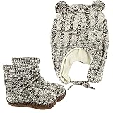 Bearpaw Baby Girl 'sビーニーとスリッパセット カラー: ブラウン