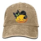 大人 デニム キャップハロウィーン 猫 かぼちゃ 今季最新 ダンス キャップ クール 紫外線対策 日よけ 小顔効果 プリント付き 無地 ベージュ