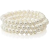 Set of 3 Stretch Bracelets White Cultured Freshwater Pearls Off-Shape Adjustable Fit 7.25"