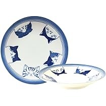 Amazon | 美濃焼 4.0寸平皿 猫 ネコ 青 （直径約13.7cm） 日本製