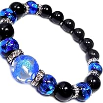 Amazon | 青彫五爪龍水晶 16mm×琉球ホタル玉×ブラックオニキス  