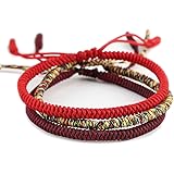 MENGLINA Men Women Chinese Lucky Red String Bracelet Tibetan Buddhist Prayer Handmade Yoga Prayer Rope Mala Bracelet Adjustab