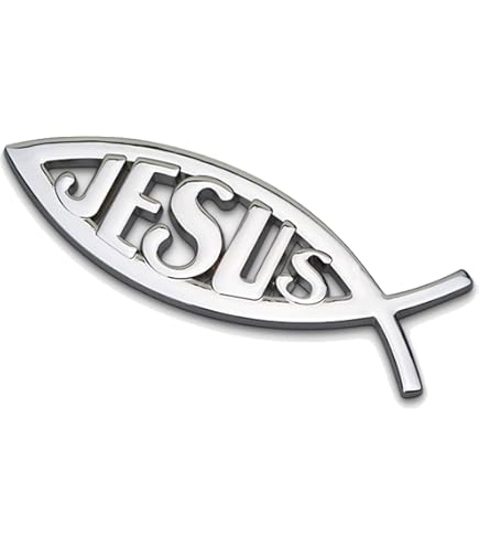 Amazon | キリストの魚 車のエンブレム 大型 シルバー | エンブレム