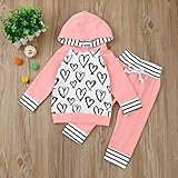 Tovadoo 子供服 ベビー服 女の子 パーカー＋ズボン 二点セット ハート柄 プリント 長袖 秋冬 キュート ファッション 海遊び 旅行 保育園