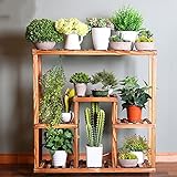 フラワースタンド フラワースタンド 木製 - ソリッドウッドの花のラック多層ウッディのポット