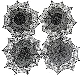 Benson Mills Spider Web Pressed Vinyl Placemats, Black, Set of 4 [並行輸入品]